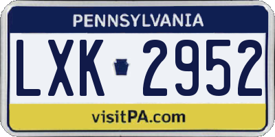 PA license plate LXK2952