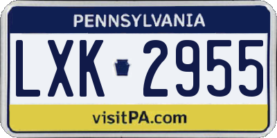 PA license plate LXK2955
