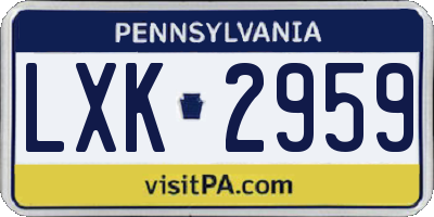 PA license plate LXK2959