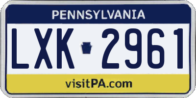 PA license plate LXK2961