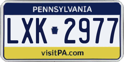 PA license plate LXK2977