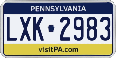 PA license plate LXK2983