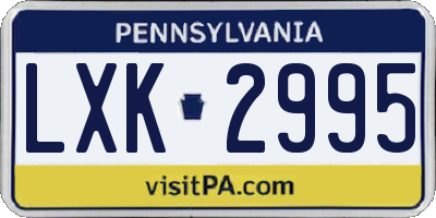 PA license plate LXK2995