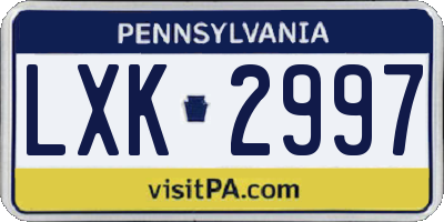 PA license plate LXK2997