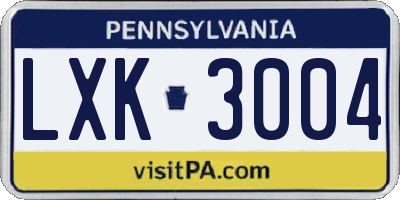 PA license plate LXK3004