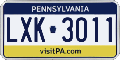 PA license plate LXK3011