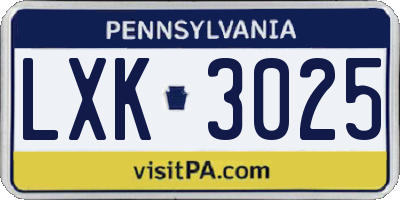 PA license plate LXK3025
