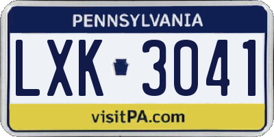 PA license plate LXK3041