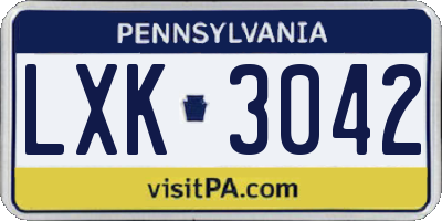 PA license plate LXK3042