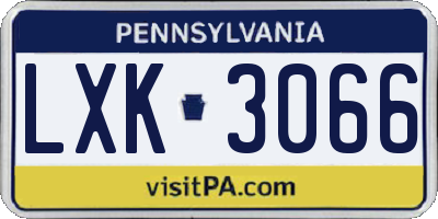 PA license plate LXK3066