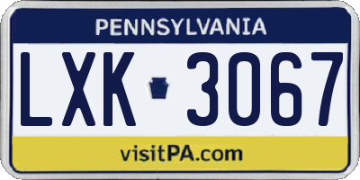 PA license plate LXK3067