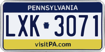 PA license plate LXK3071