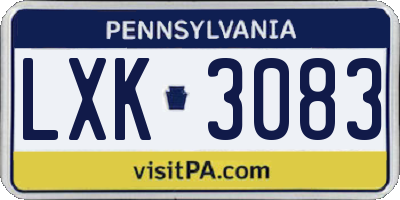 PA license plate LXK3083