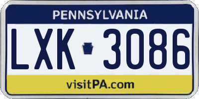 PA license plate LXK3086