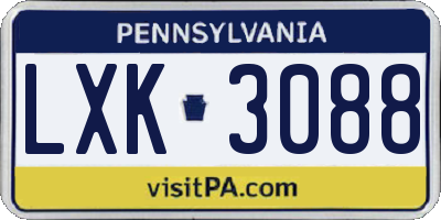 PA license plate LXK3088