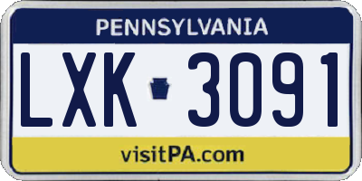 PA license plate LXK3091
