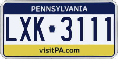 PA license plate LXK3111