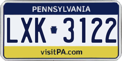 PA license plate LXK3122