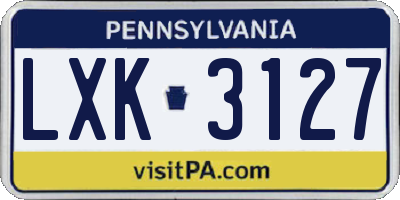 PA license plate LXK3127