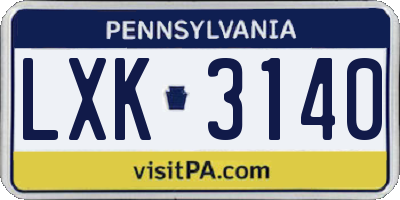 PA license plate LXK3140