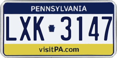 PA license plate LXK3147