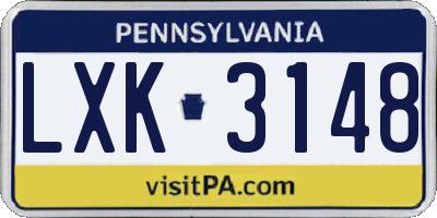 PA license plate LXK3148