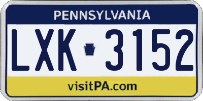 PA license plate LXK3152