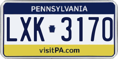 PA license plate LXK3170