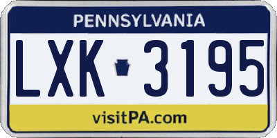 PA license plate LXK3195