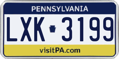 PA license plate LXK3199