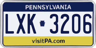 PA license plate LXK3206