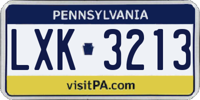 PA license plate LXK3213