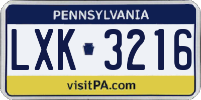 PA license plate LXK3216