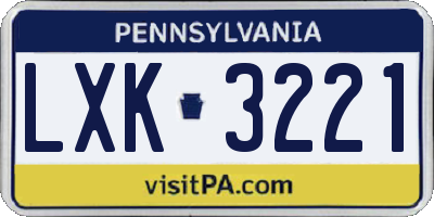 PA license plate LXK3221