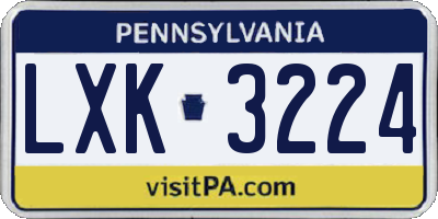 PA license plate LXK3224