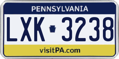 PA license plate LXK3238