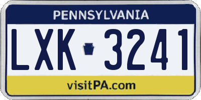 PA license plate LXK3241