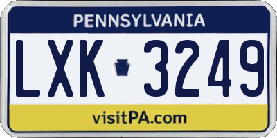 PA license plate LXK3249