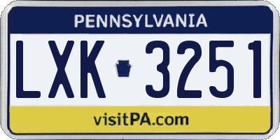 PA license plate LXK3251