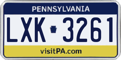 PA license plate LXK3261