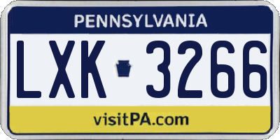 PA license plate LXK3266