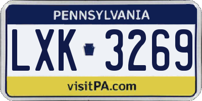 PA license plate LXK3269