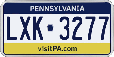 PA license plate LXK3277