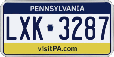 PA license plate LXK3287