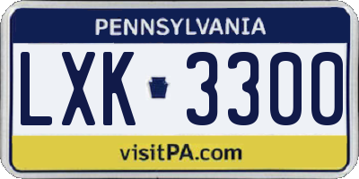 PA license plate LXK3300