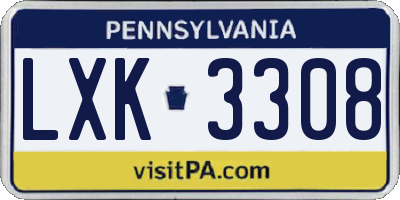 PA license plate LXK3308