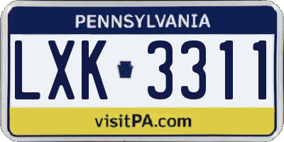 PA license plate LXK3311