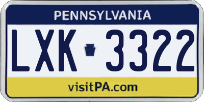 PA license plate LXK3322