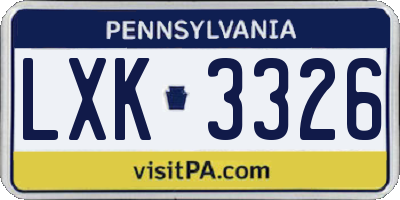 PA license plate LXK3326