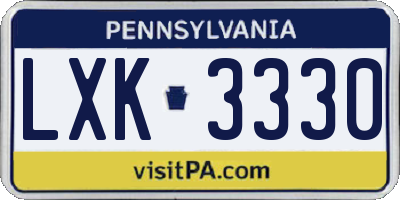 PA license plate LXK3330